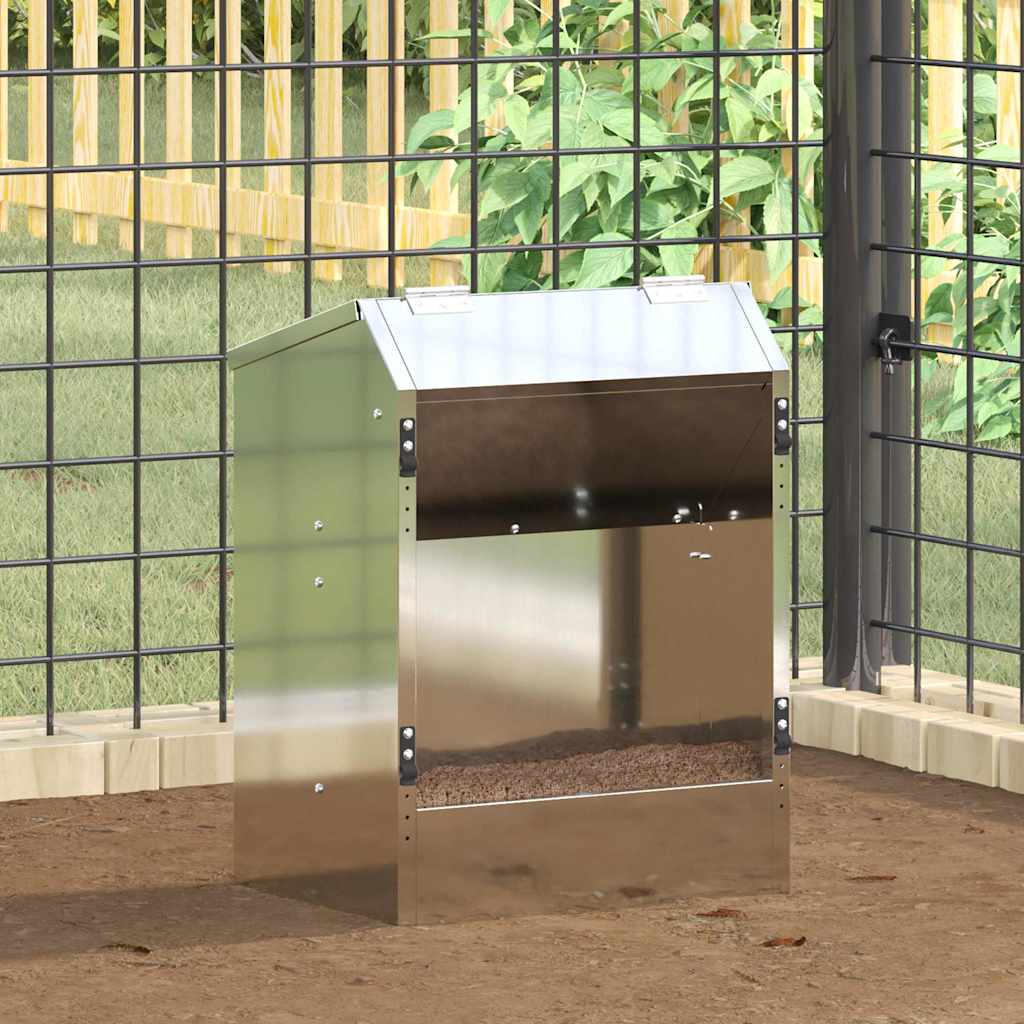 Vidaxl nourriture pour lapin argent 64,5 x 25,5 x 45,5 cm acier galvanisé