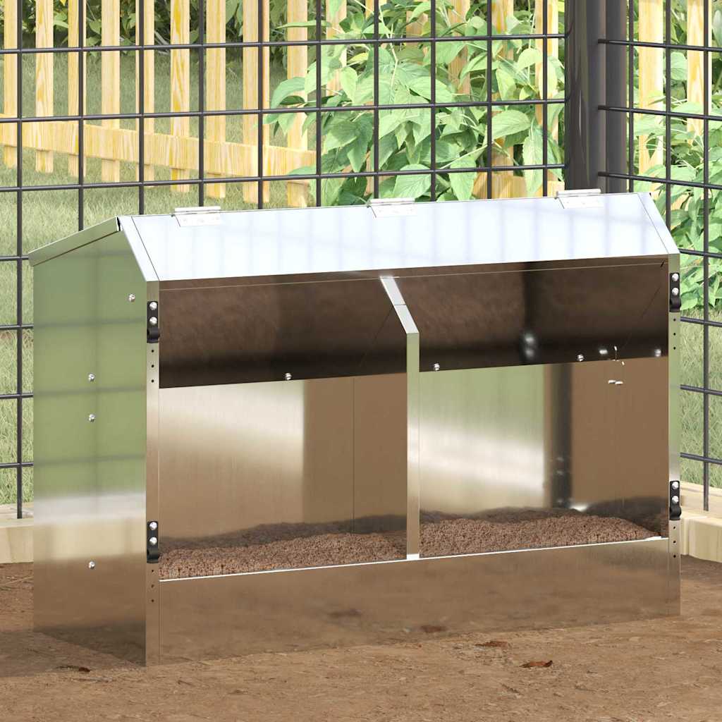 Vidaxl nourriture pour lapin argent 64,5 x 25,5 x 45,5 cm acier galvanisé