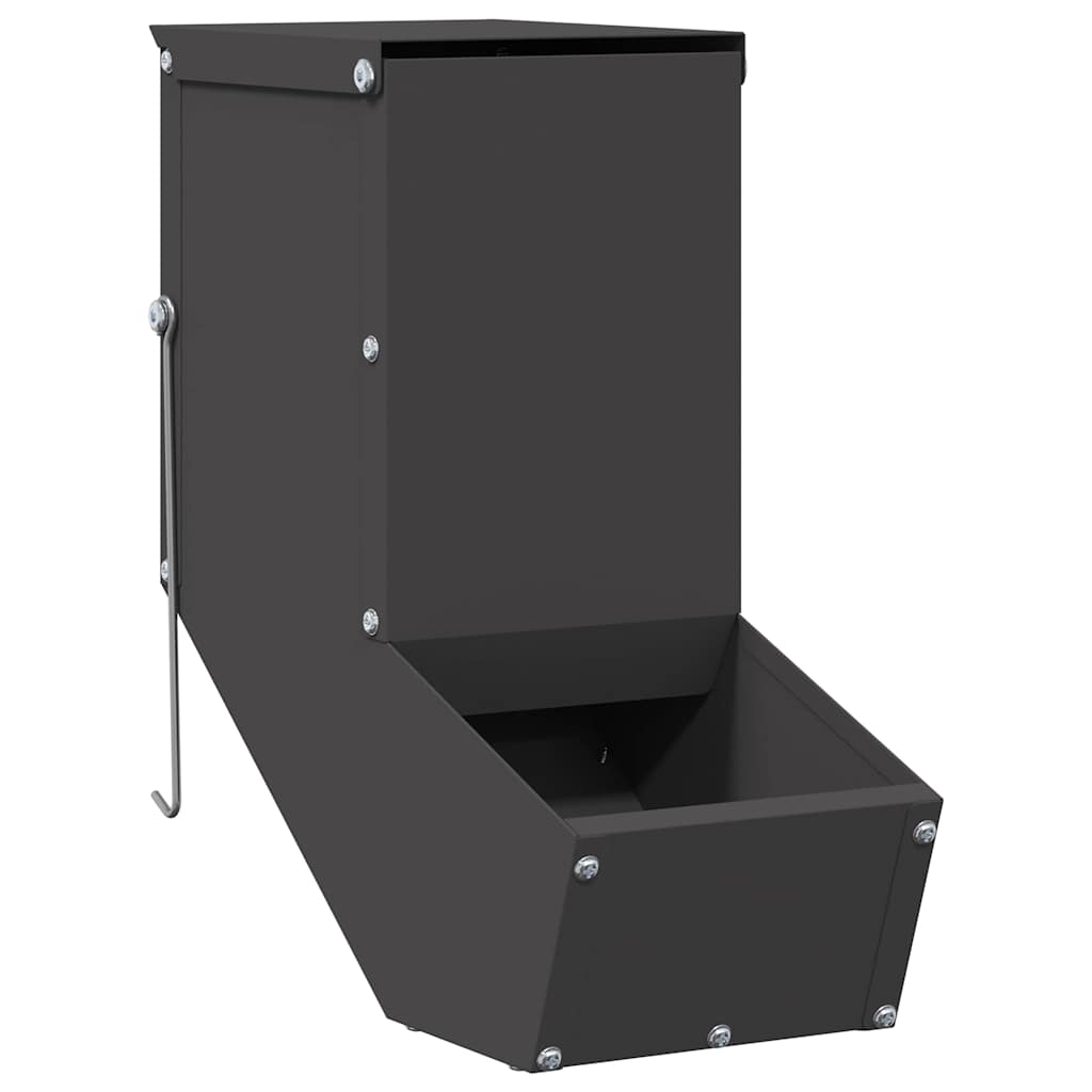 Vidaxl nourriture pour lapin noir 12,5 x 26 x 28,5 cm acier laminé à froid