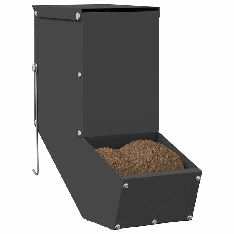 Vidaxl nourriture pour lapin noir 12,5 x 26 x 28,5 cm acier laminé à froid
