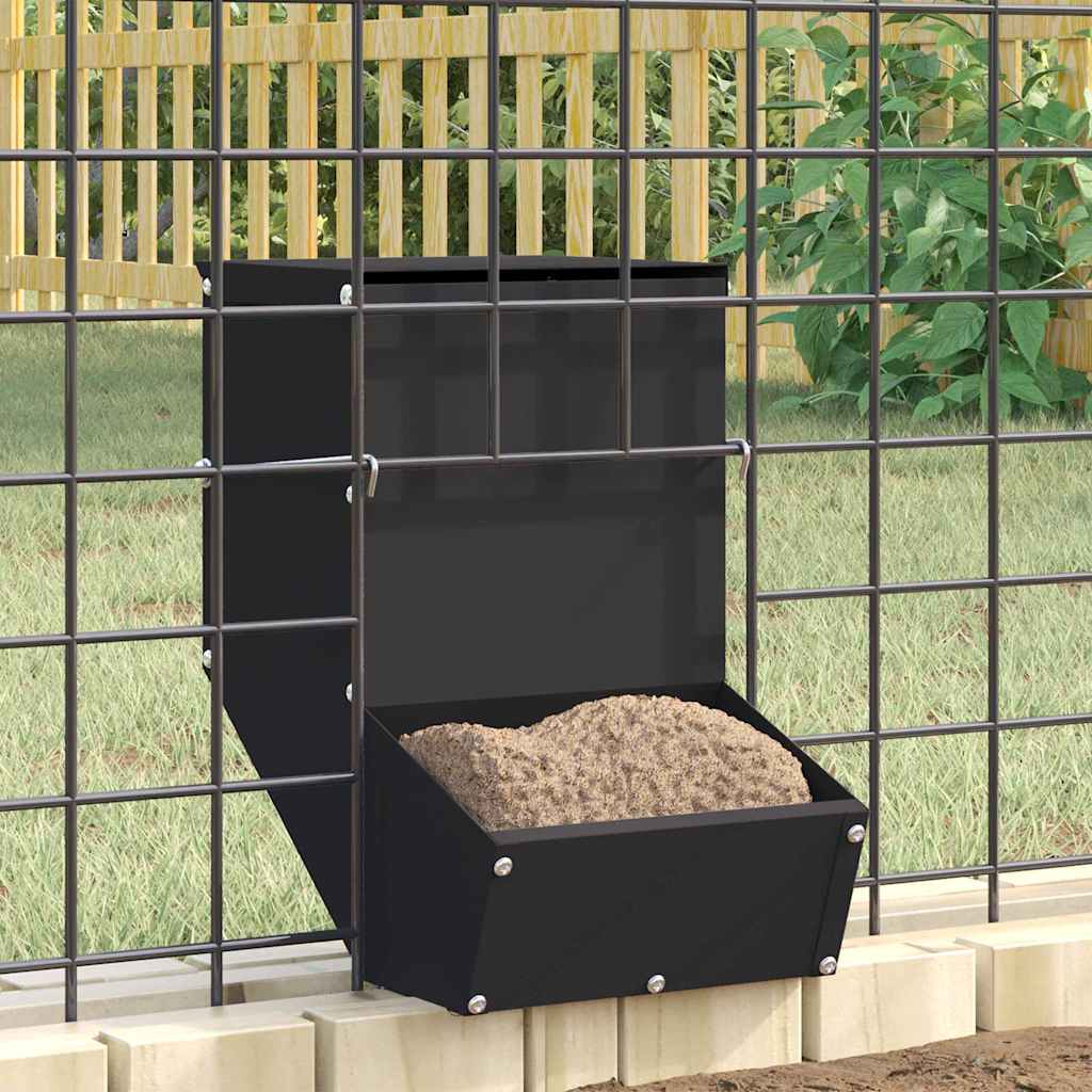 Vidaxl nourriture pour lapin noir 17,5 x 26 x 28,5 cm acier laminé à froid