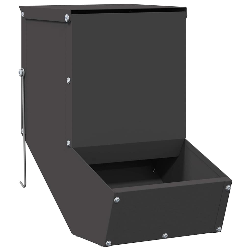 Vidaxl nourriture pour lapin noir 17,5 x 26 x 28,5 cm acier laminé à froid
