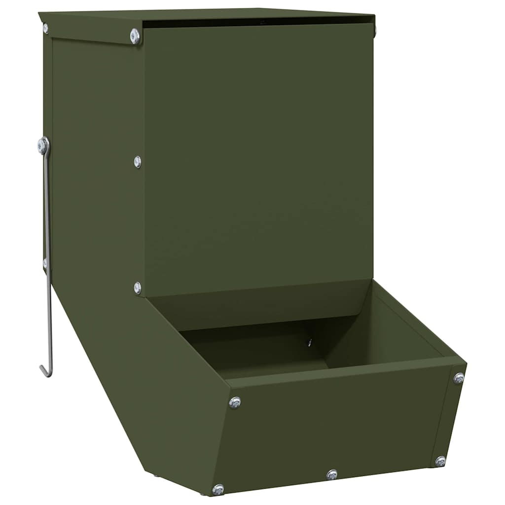 Vidaxl nourriture pour lapin vert olive 17,5 x 26 x 28,5 cm acier laminé à froid