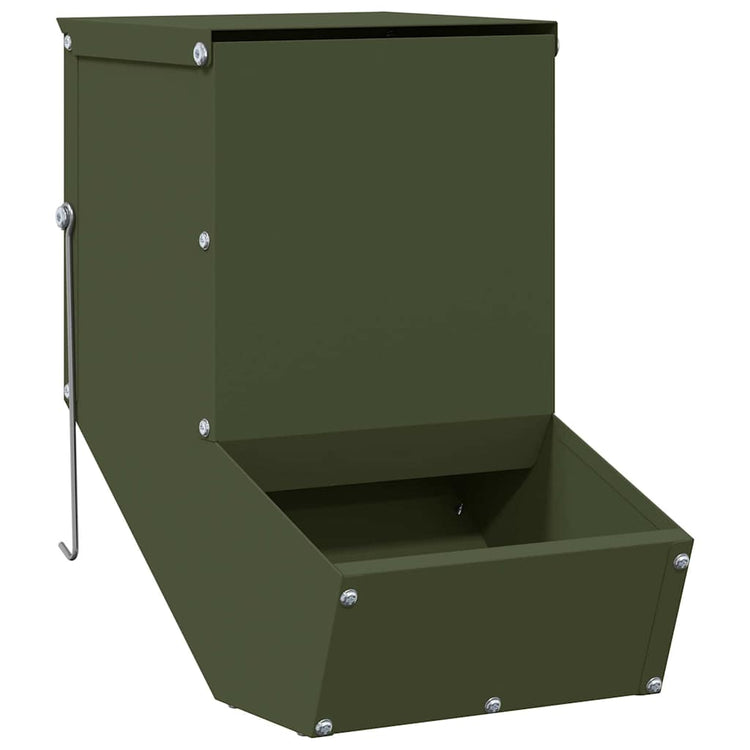 Vidaxl nourriture pour lapin vert olive 17,5 x 26 x 28,5 cm acier laminé à froid