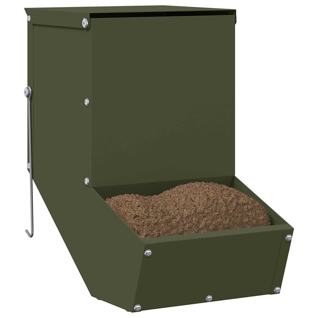 Vidaxl nourriture pour lapin vert olive 17,5 x 26 x 28,5 cm acier laminé à froid