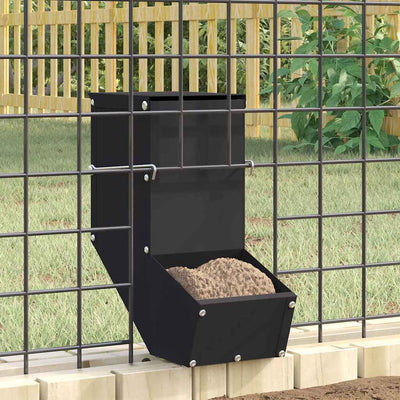 Vidaxl nourriture pour lapin noir 12,5 x 26 x 28,5 cm acier laminé à froid