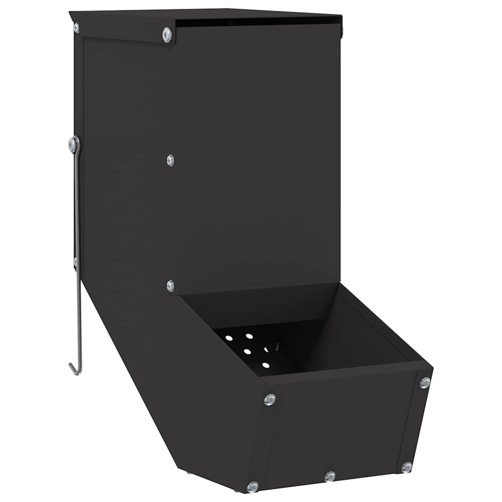 Vidaxl nourriture pour lapin noir 12,5 x 26 x 28,5 cm acier laminé à froid