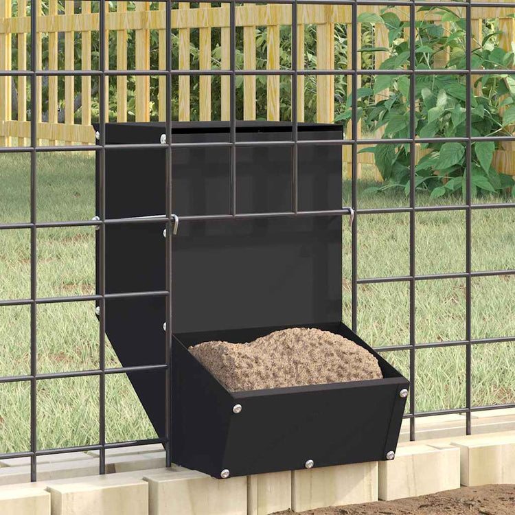 Vidaxl nourriture pour lapin noir 17,5 x 26 x 28,5 cm acier laminé à froid