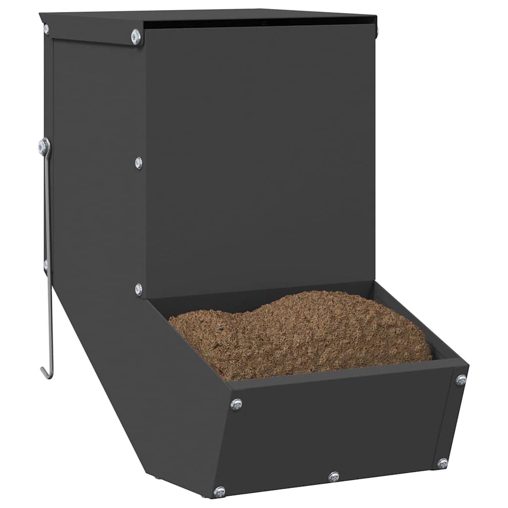 Vidaxl nourriture pour lapin noir 17,5 x 26 x 28,5 cm acier laminé à froid