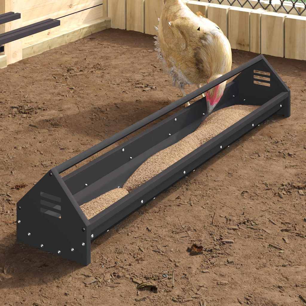 Vidaxl mangeoire à poulets noir 108 x 20,5 x 20 cm acier laminé à froid