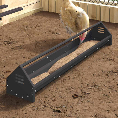 Vidaxl mangeoire à poulets noir 108 x 20,5 x 20 cm acier laminé à froid