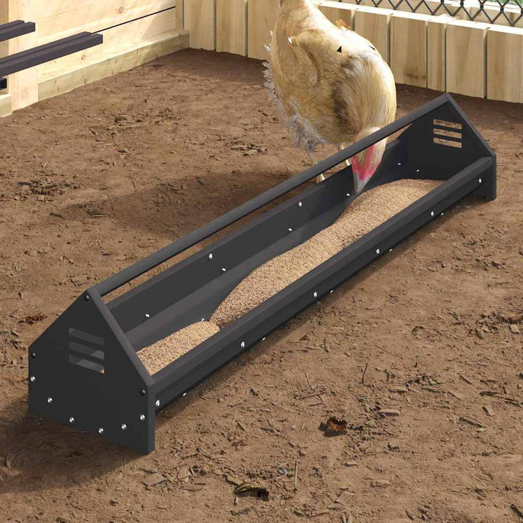 Vidaxl mangeoire à poulets noir 108 x 20,5 x 20 cm acier laminé à froid