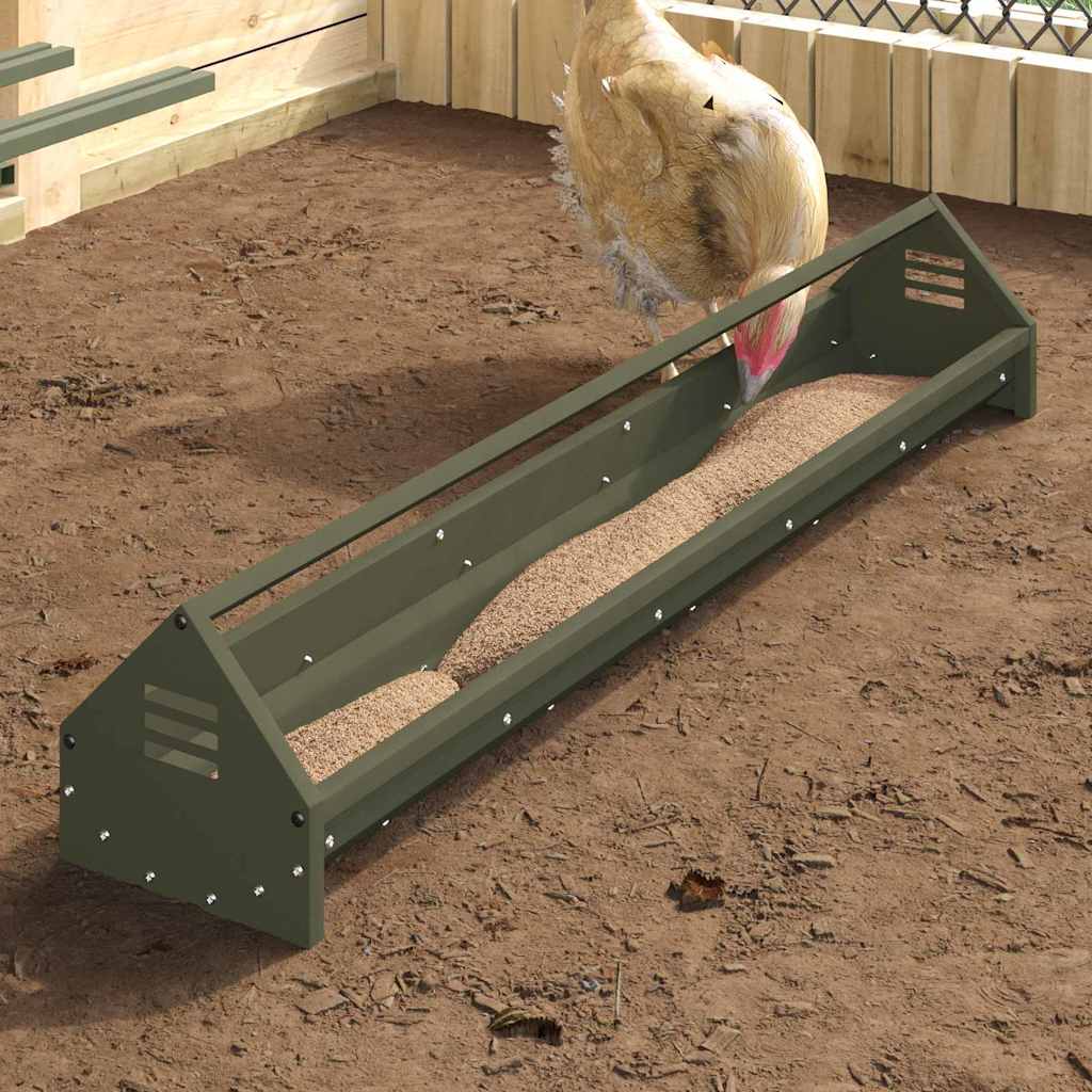 Vidaxxl mangeoire à poulets vert olive 108 x 20,5 x 20 cm
