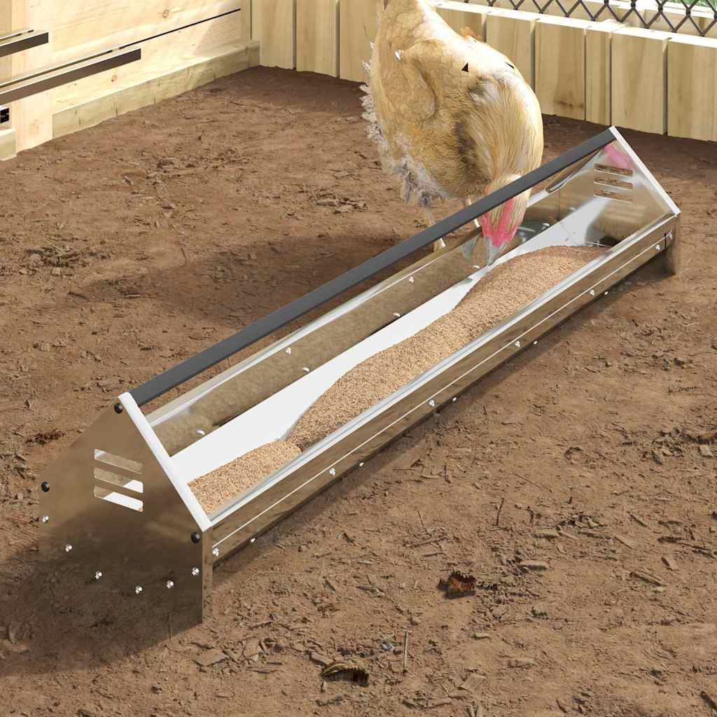 Vidaxl mangeoire à poulets argent 108 x 20,5 x 20 cm acier galvanisé
