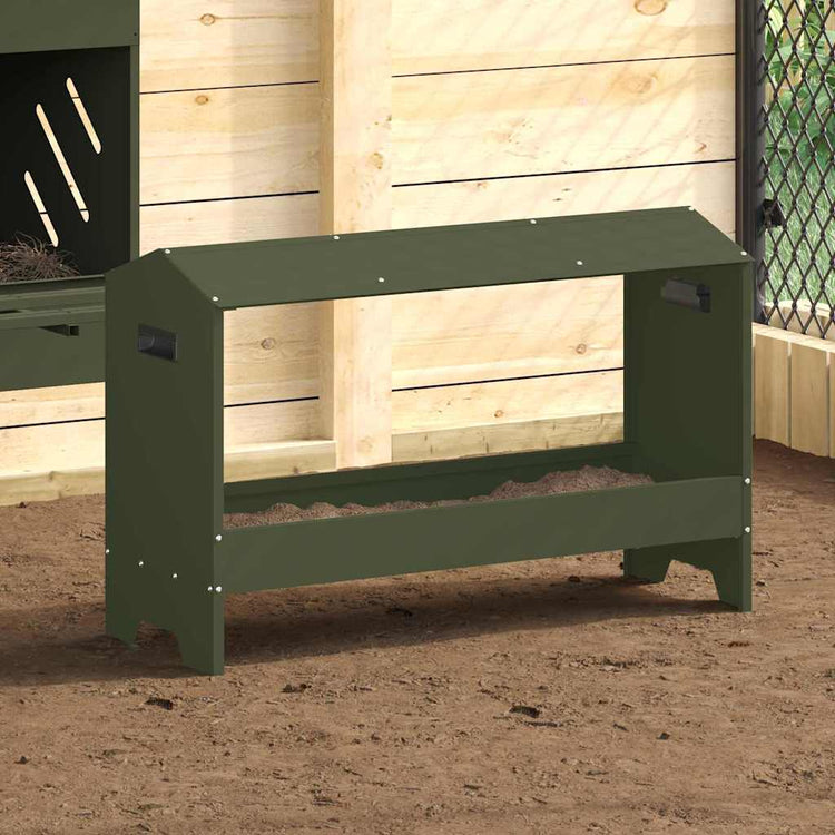 Vidaxxl mangeoire à poulets vert olive 81 x 32 x 53,5 cm