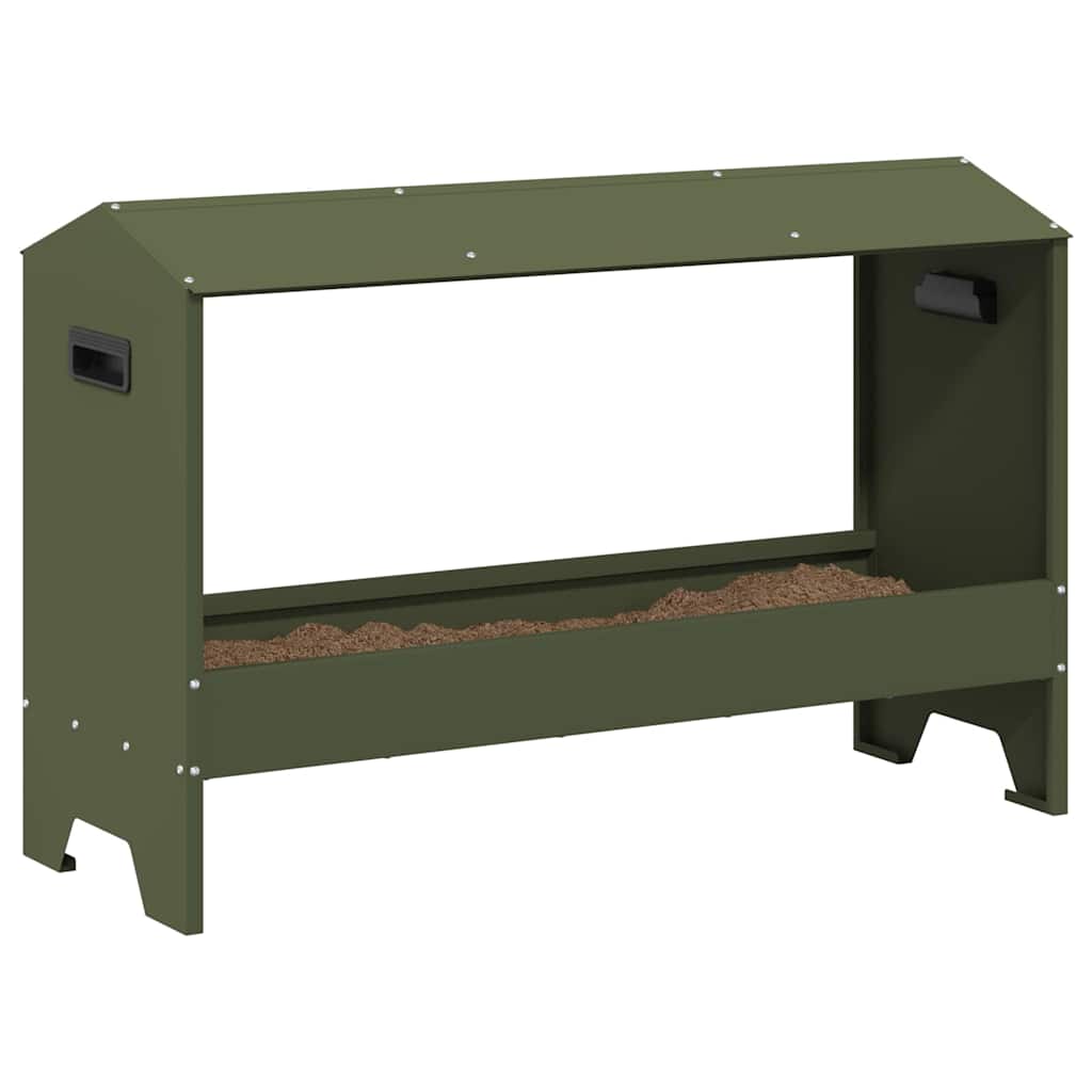 Vidaxxl mangeoire à poulets vert olive 81 x 32 x 53,5 cm