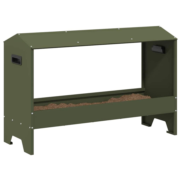 Vidaxxl mangeoire à poulets vert olive 81 x 32 x 53,5 cm