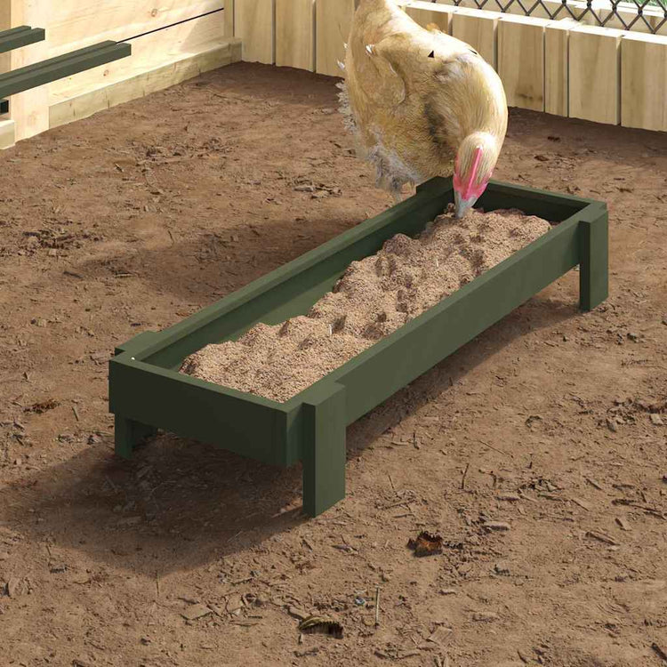 Vidaxxl mangeoire à poulets vert olive 80 x 28 x 13,5 cm