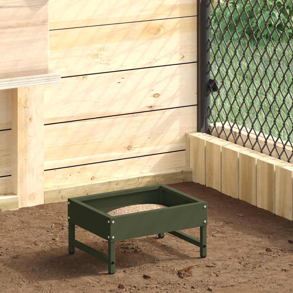 VidaXL mangeur d'oiseaux vert olive 80 x 28 x 13,5 cm acier laminé à froid
