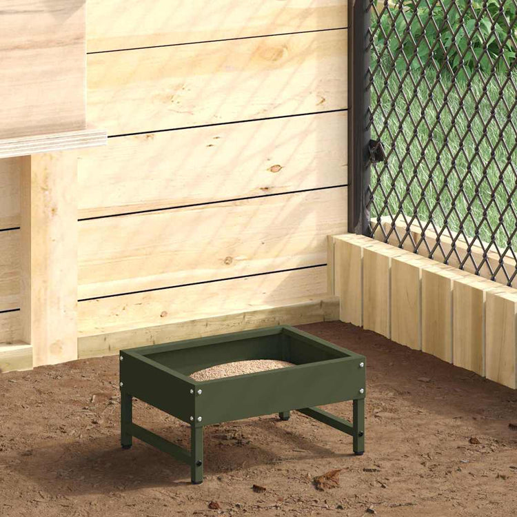 VidaXL mangeur d'oiseaux vert olive 80 x 28 x 13,5 cm acier laminé à froid