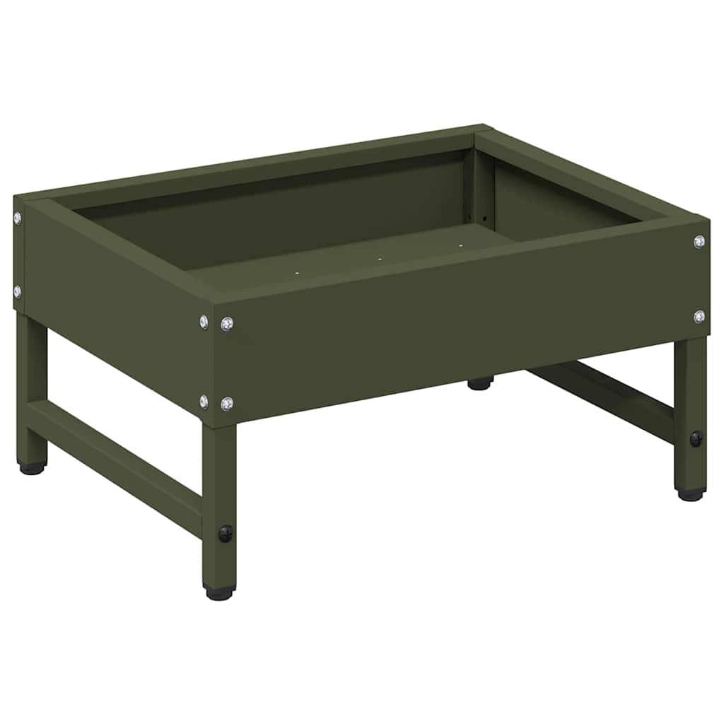 VidaXL mangeur d'oiseaux vert olive 80 x 28 x 13,5 cm acier laminé à froid