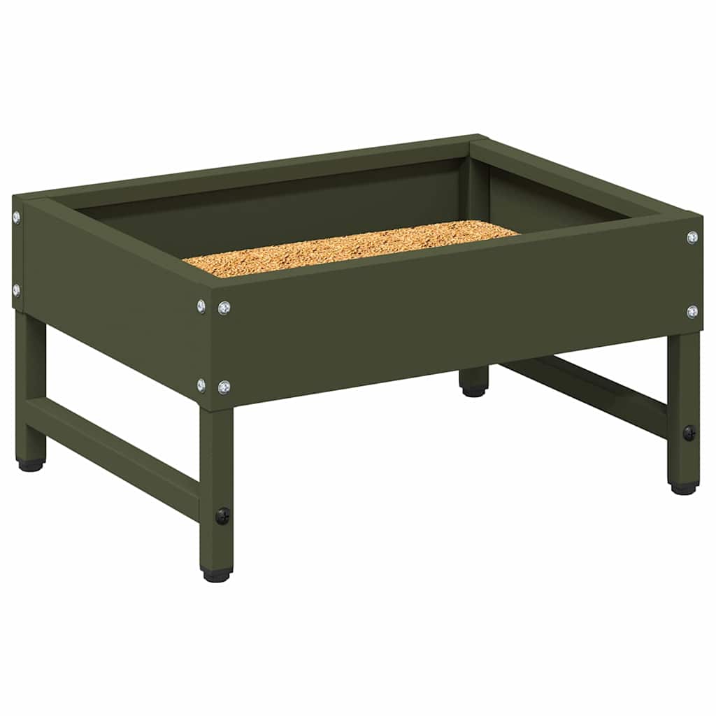 VidaXL mangeur d'oiseaux vert olive 80 x 28 x 13,5 cm acier laminé à froid
