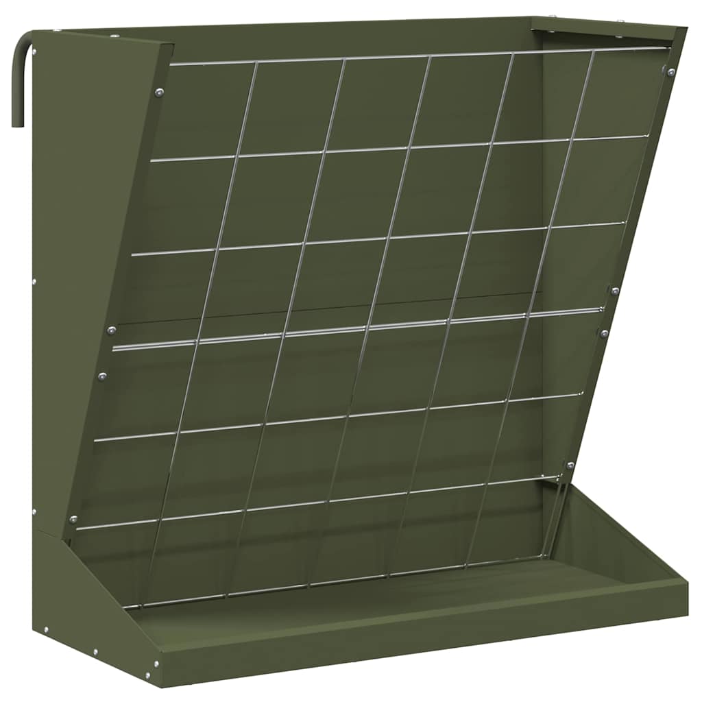 Vidaxl mangeoire à foin vert olive 71 x 33 x 70 cm acier laminé à froid