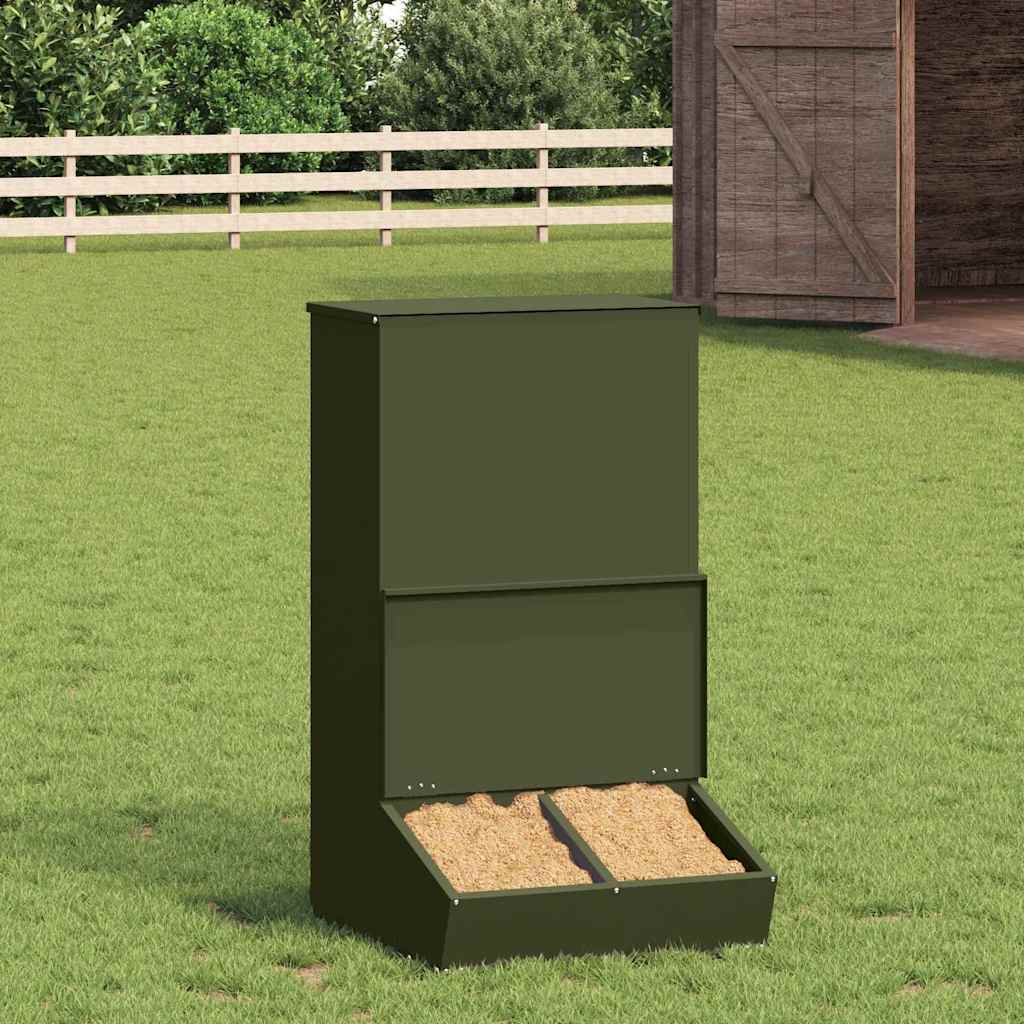 Vidaxx nourriture pour porcs vert olive 55 x 51 x 91,5 cm acier laminé à froid