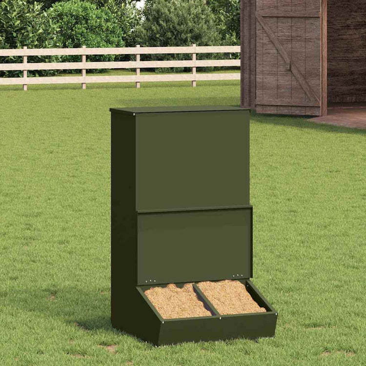 Vidaxx nourriture pour porcs vert olive 55 x 51 x 91,5 cm acier laminé à froid