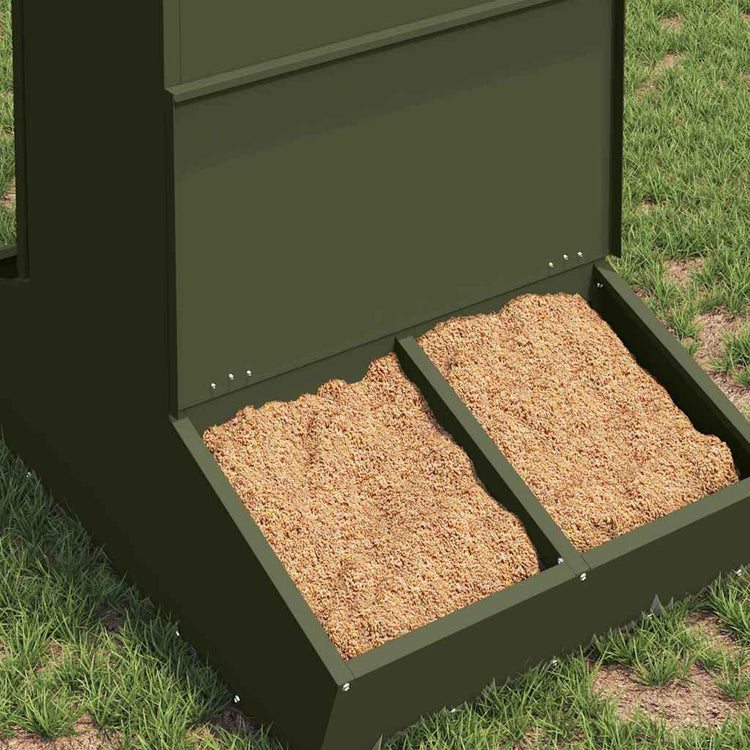 Vidaxx nourriture pour porcs vert olive 82 x 51 x 91,5 cm acier laminé à froid