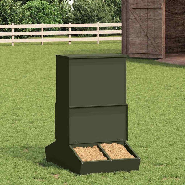 Vidaxx nourriture pour porcs vert olive 82 x 51 x 91,5 cm acier laminé à froid