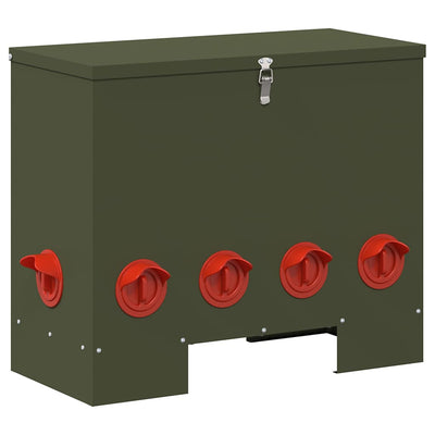 Vidaxx mangeoire à poulets vert olive 60,5 x 29 x 51 cm acier laminé à froid