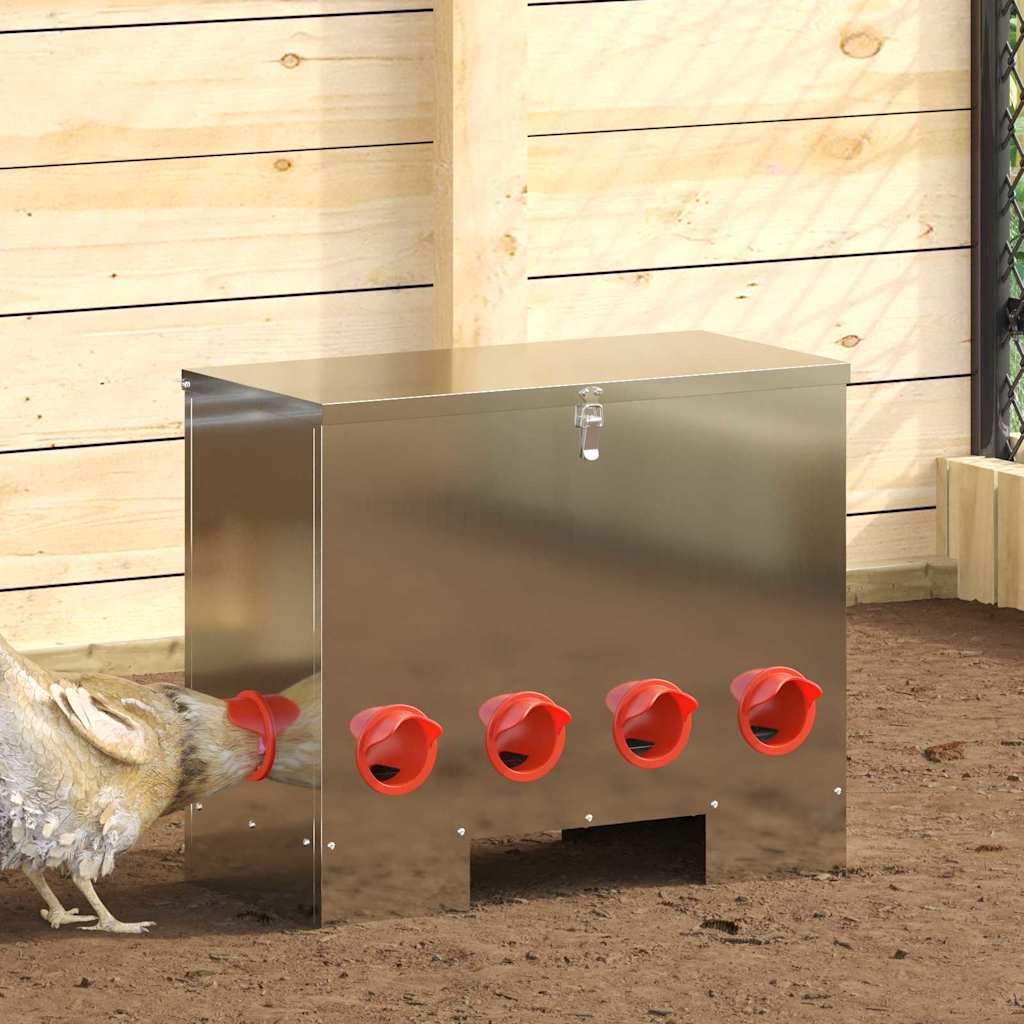 Vidaxx mangeoire à poulets argent 60,5 x 29 x 51 cm en acier galvanisé
