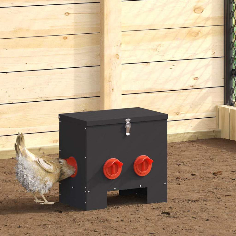 Vidaxx mangeoire à poulets noir 40,5 x 25 x 38 cm acier laminé à froid
