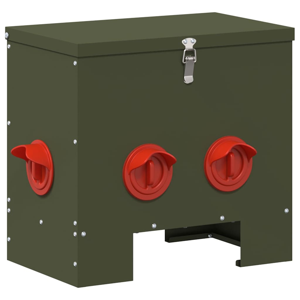 Vidaxx mangeoire à poulets vert olive 40,5 x 25 x 38 cm acier laminé à froid