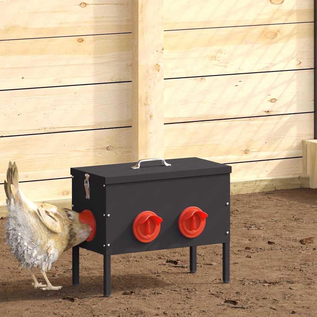 Vidaxx mangeoire à poulets noir 41,5 x 20,5 x 33 cm acier laminé à froid