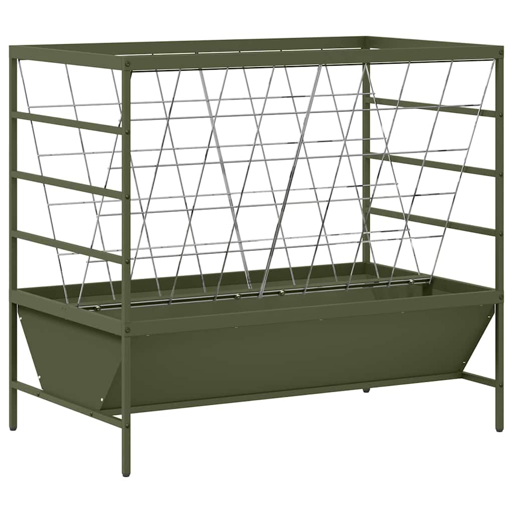 Vidaxxl alimentation pour bétail vert olive 100 x 60 x 90 cm acier laminé à froid