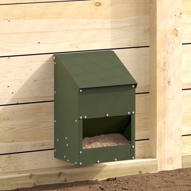 Vidaxx mangeoire à poulets vert olive 21 x 16 x 33 cm acier laminé à froid
