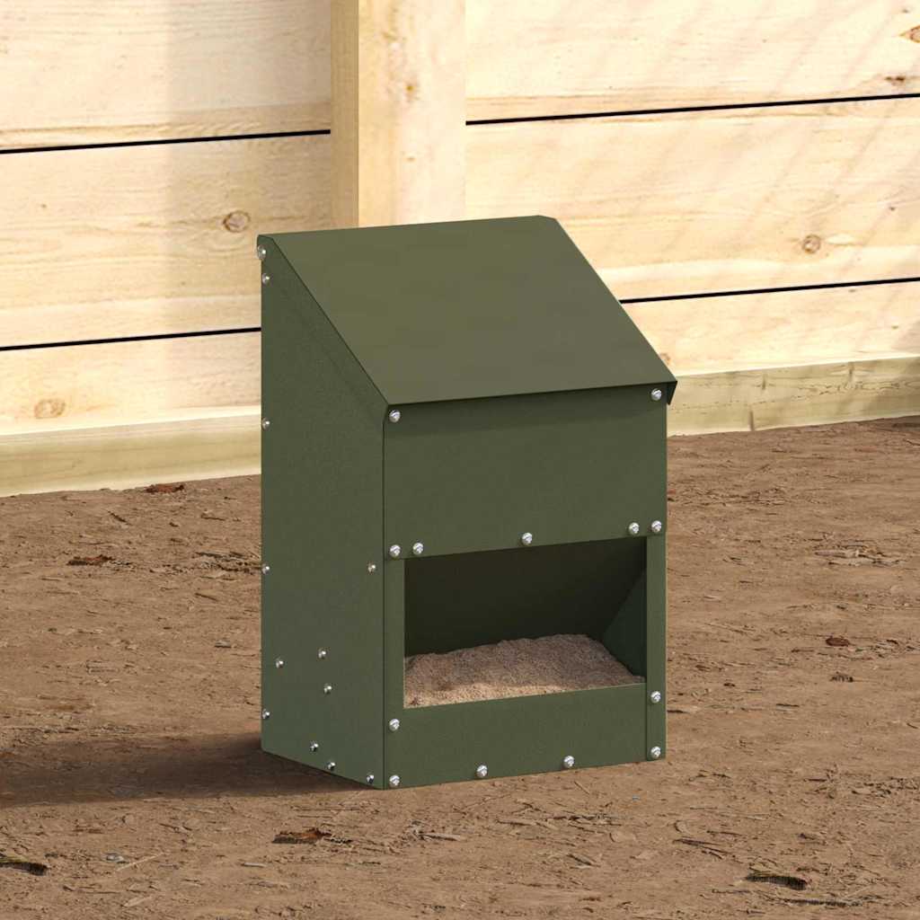 Vidaxx mangeoire à poulets vert olive 21 x 16 x 33 cm acier laminé à froid