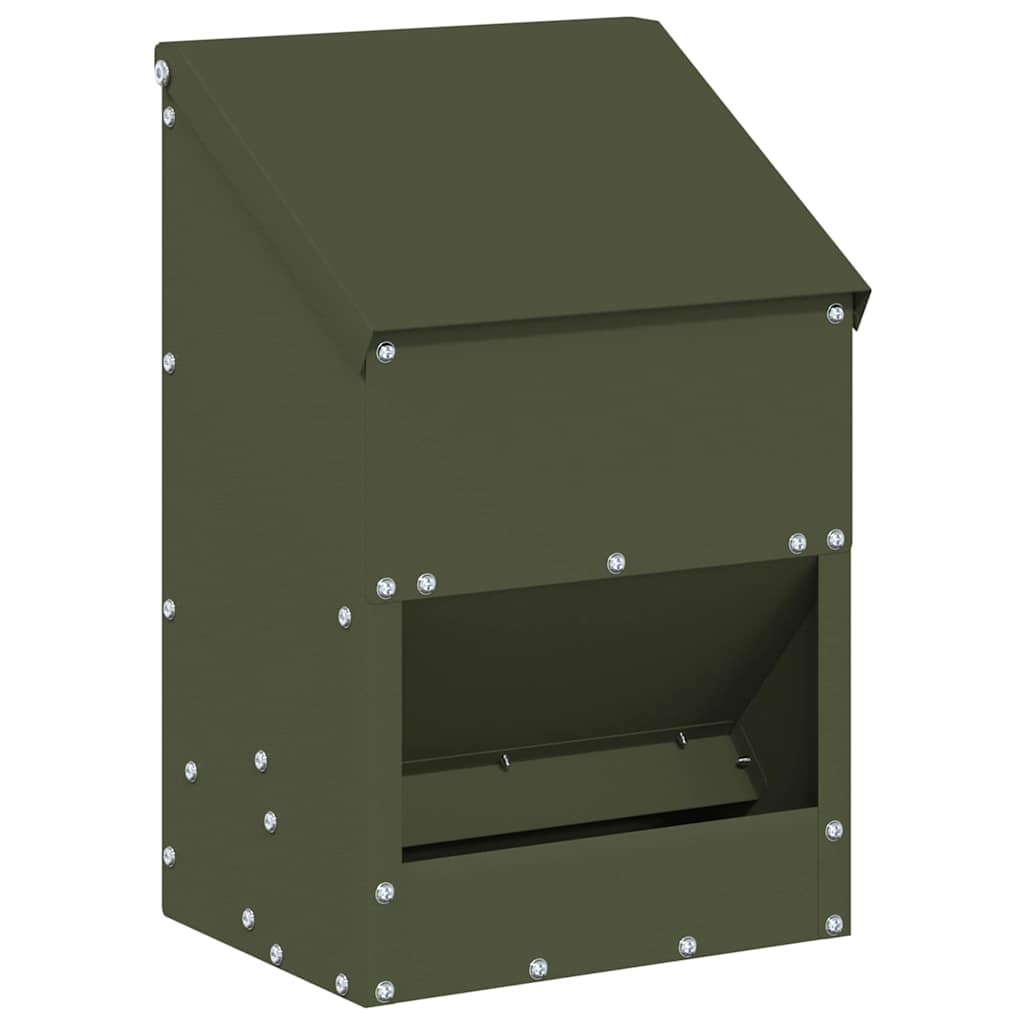 Vidaxx mangeoire à poulets vert olive 21 x 16 x 33 cm acier laminé à froid