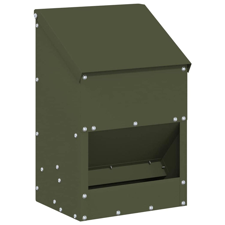 Vidaxx mangeoire à poulets vert olive 21 x 16 x 33 cm acier laminé à froid