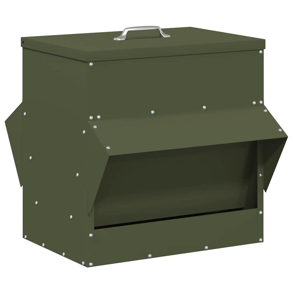 Vidaxx mangeoire à poulets vert olive 40,5 x 45 x 41 cm acier laminé à froid