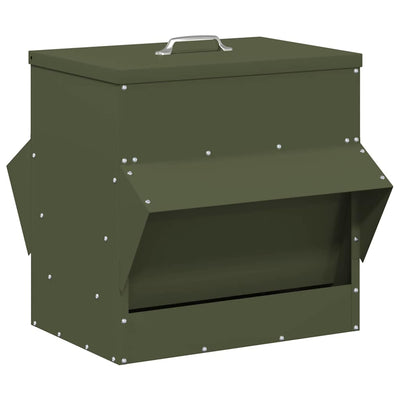Vidaxx mangeoire à poulets vert olive 40,5 x 45 x 41 cm acier laminé à froid