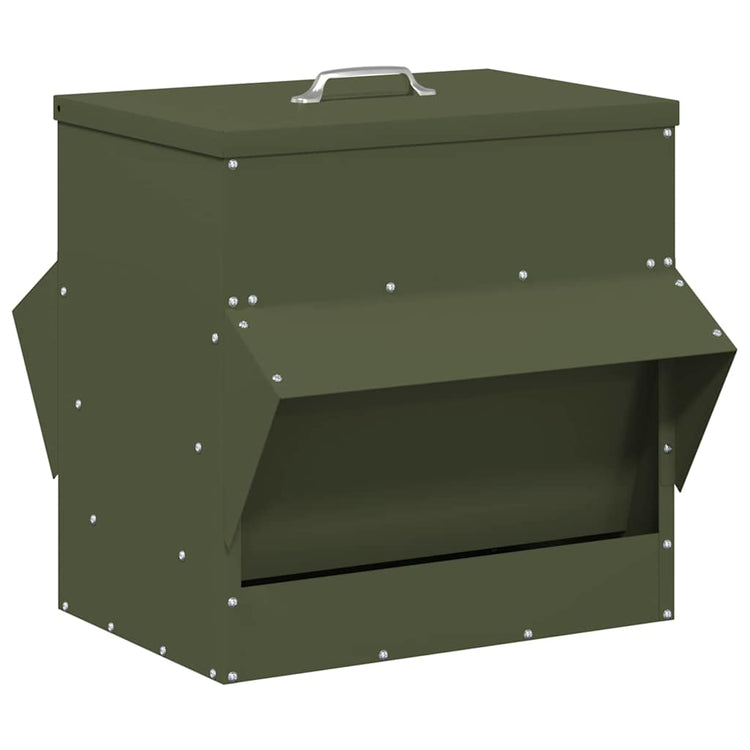 Vidaxx mangeoire à poulets vert olive 40,5 x 45 x 41 cm acier laminé à froid