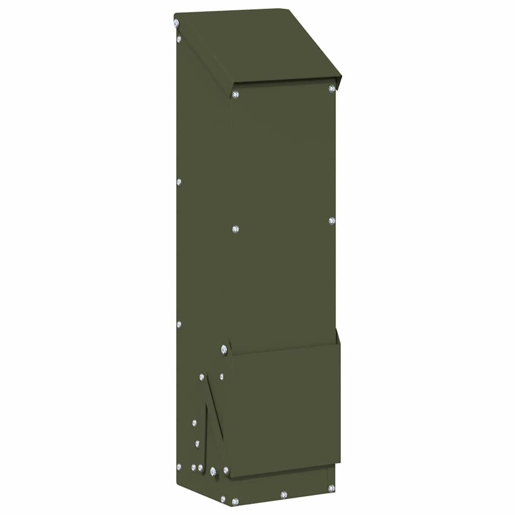 Vidaxx mangeoire à poulets vert olive 13 x 12 x 51 cm acier laminé à froid