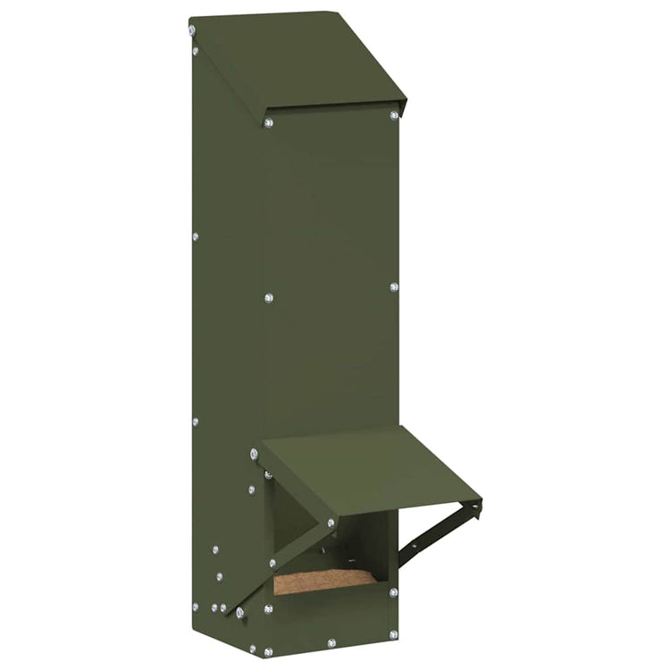 Vidaxx mangeoire à poulets vert olive 13 x 12 x 51 cm acier laminé à froid
