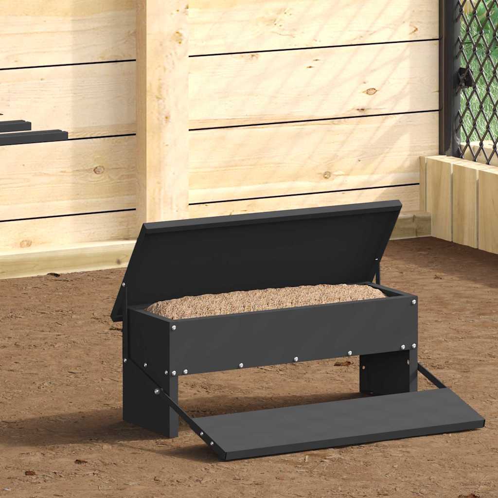 Vidaxl alimentation à pédale pour poulet noir 48,5 x 39,5 x 19 cm