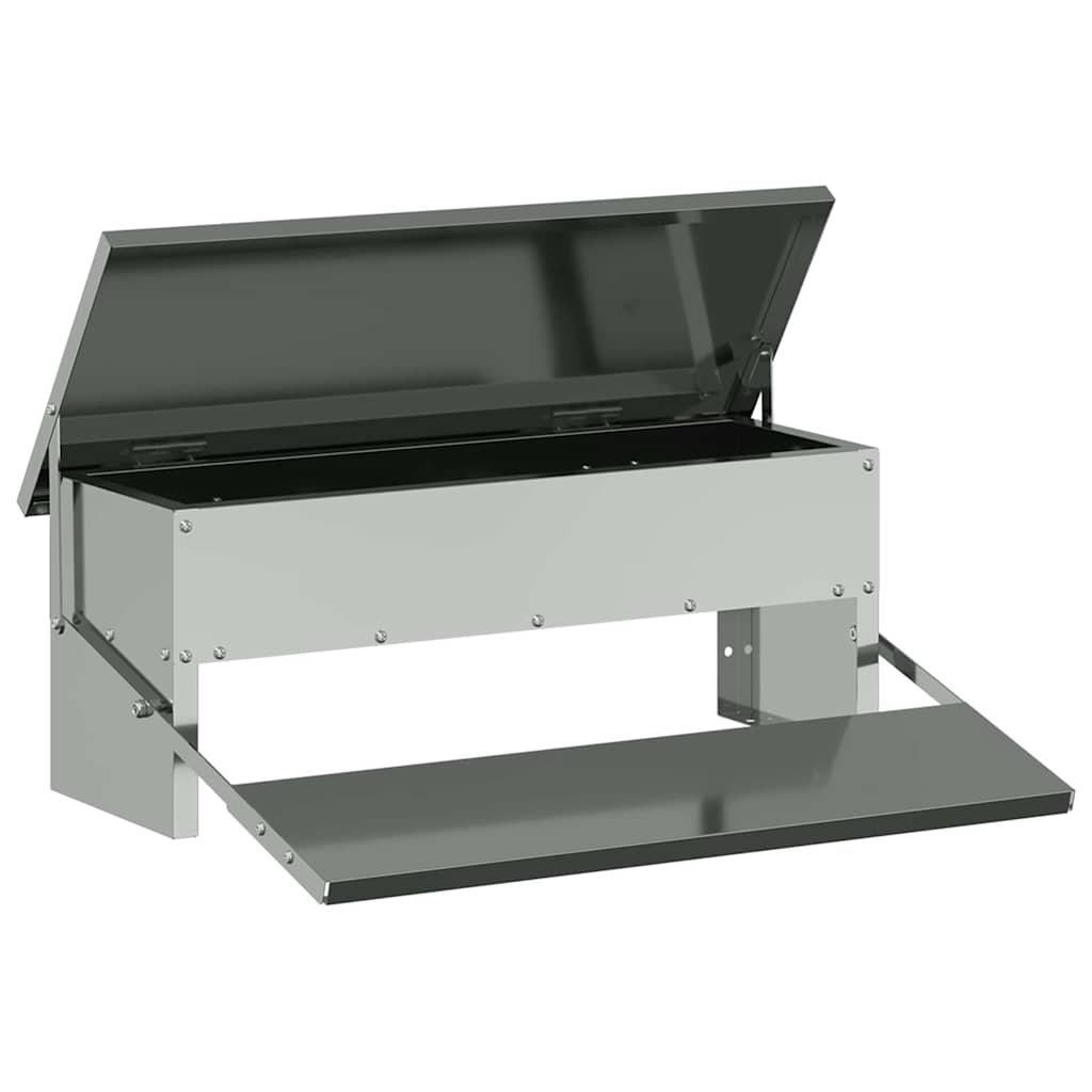 Vidaxl alimentation à pédale pour poulet argent 48,5 x 39,5 x 19 cm
