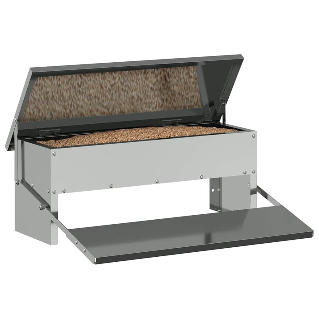 Vidaxl alimentation à pédale pour poulet argent 48,5 x 39,5 x 19 cm