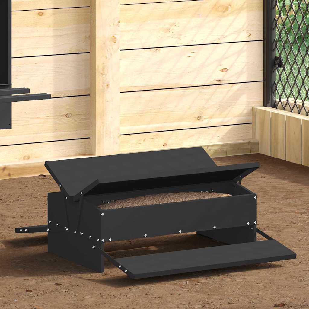 Vidaxl mangeoire à pédale pour poulet noir 75 x 53 x 20,5 cm acier laminé à froid